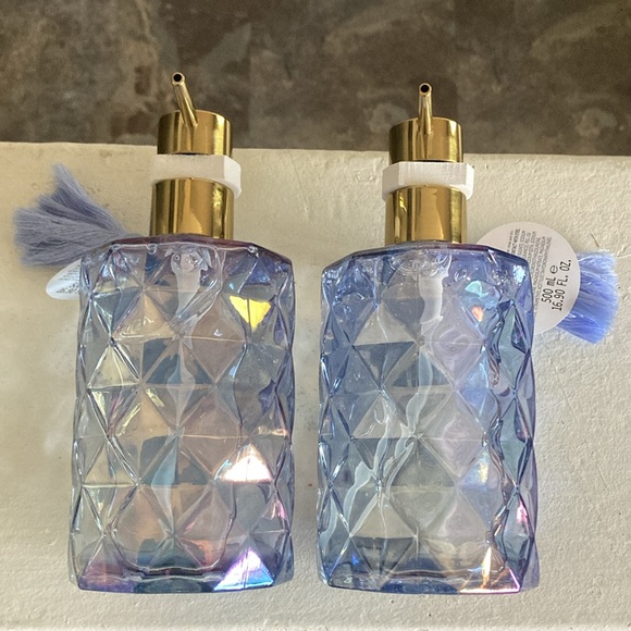HP NWT-2 Blue Iridescent Diamond Glass Luxury Hand Soap Pumps Sandalwood Vanilla - Picture 9 of 17